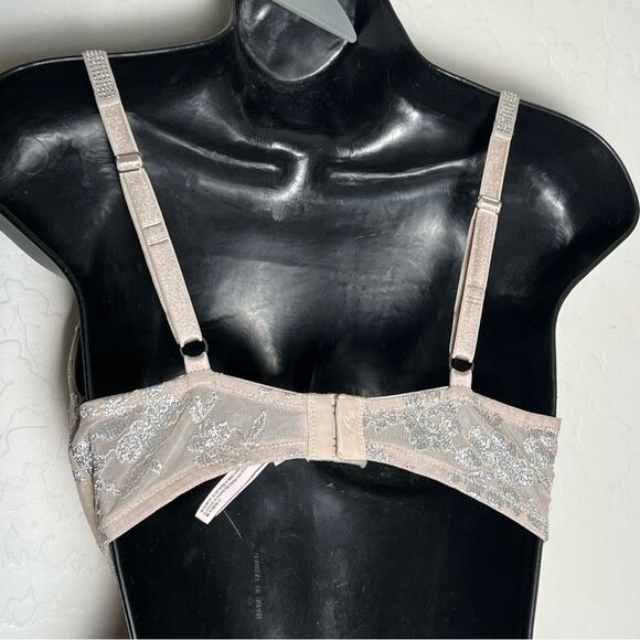 victoria’s Secret Lace Silver Push Up Shine Crystal Bra 34D - Picture 6 of 16